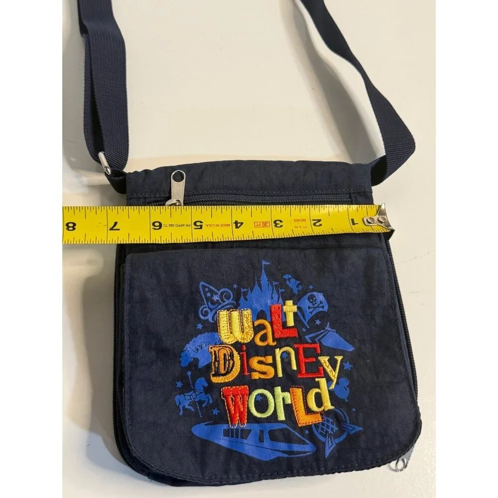 Walt Disney World Messenger Bag Navy Blue VTG Embroidered Crossbody Travel Pouch